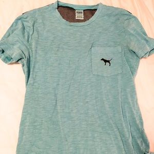 victoria secret PINK blue mesh shirt